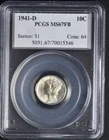 1941D Mercury Dime PCGS MS67FB