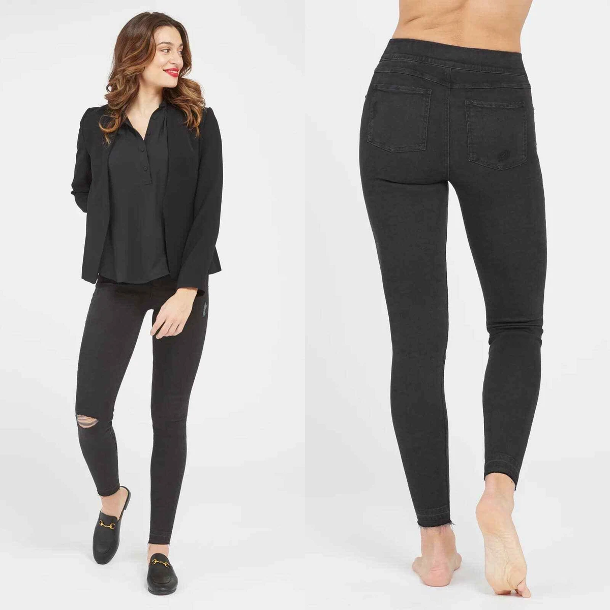 NWOT Spanx Vintage Black Distressed Ankle Skinny Jeans eBay