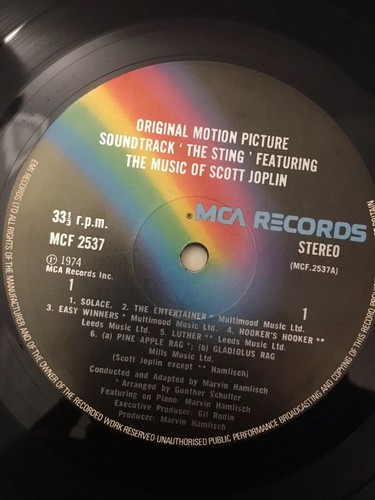 THE STING - Original Soundtrack Vinyl LP 1974 Scott Joplin MCF2537 VG+ - Picture 4 of 6