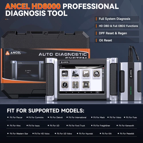ANCEL HD8000 Diesel Heavy Duty Truck Scanner DPF Regen Diagnostic Speed Limits - Picture 2 of 19