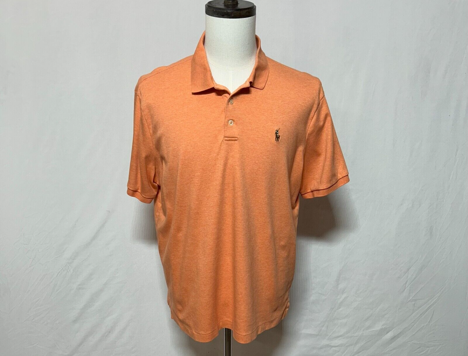 Polo Ralph Lauren camicia uomo grande arancione carne pony vestibilità classica golf polo