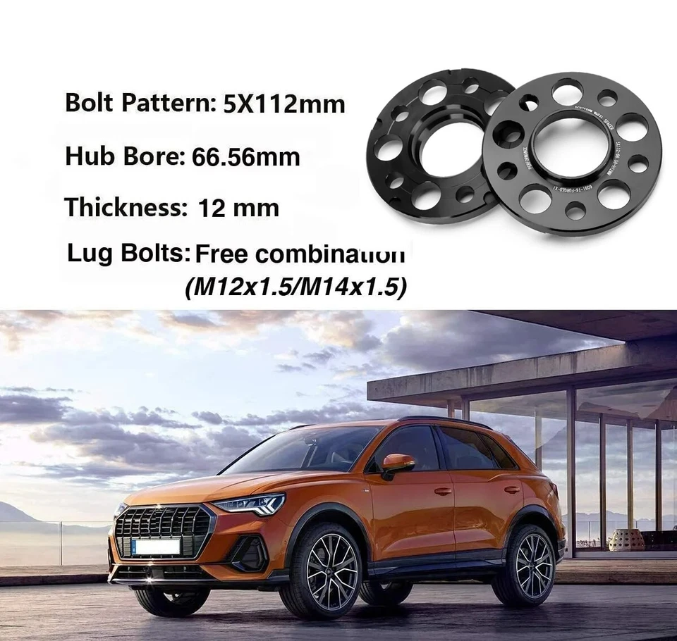 4x espaciadores de rueda centrados en el cubo 12 mm 5x112 66,6 / 66,56 CB para Mercedes Benz AUDI Foto 2 de 4