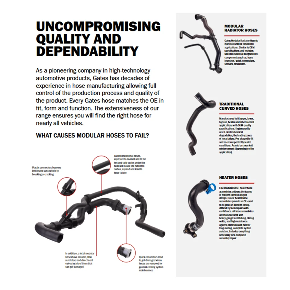 Mangueira de líquido de arrefecimento moldada Gates para Chevy Malibu, Oldsmobile Alero, Pontiac Grand Am - Imagem 4 de 4