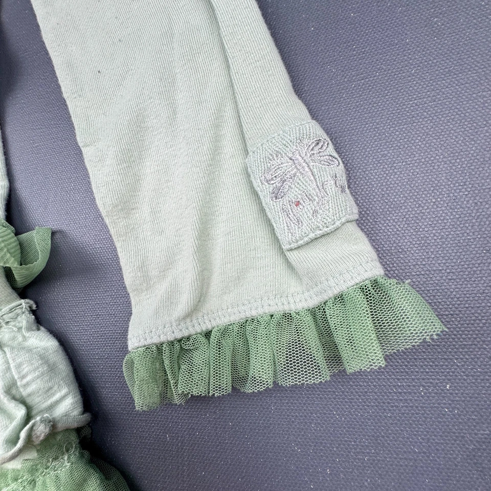 Naartjie Ruffle Dress Girls 7 Green Long Sleeve Bow Tulle Party Playwear Casual - Image 3 of 4