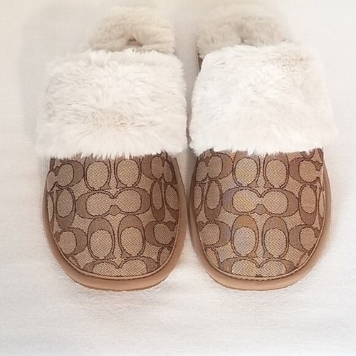 Neu Coach Ziva Kunstfell Jacquard Hausschuhe Größe 11 US - Bild 1 von 8