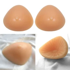 2 Pcs Silicone Breast Forms Fake Boobs Crossdresser Mastectomy Triangular Shape