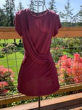 Cotton On Wine Burgandy Midi Crossover Cap Sleeve Round Neck Dress size Small