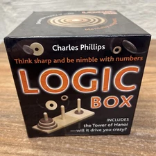 IQ Brain Teasers Games Logic Box Charles Phillips Wooden Tower Of Hanoi