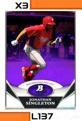 1-2011 BOWMAN PLATINUM PURPLE REFRACTOR JONATHAN SINGLETON ASTROS #BPP10 QTY