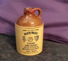 McCormick Platte Valley 5-inch Straight Corn Whiskey Jug 168-1968 11-D-16 1/2-pt