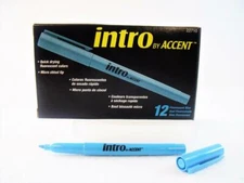 Intro by Accent Fluorescent Blue Highlighters Micro Chisel Tip 12-Pack 22710 New