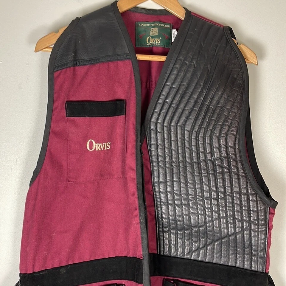 Orvis XL Red Black Shooting Vest - Image 2 of 4