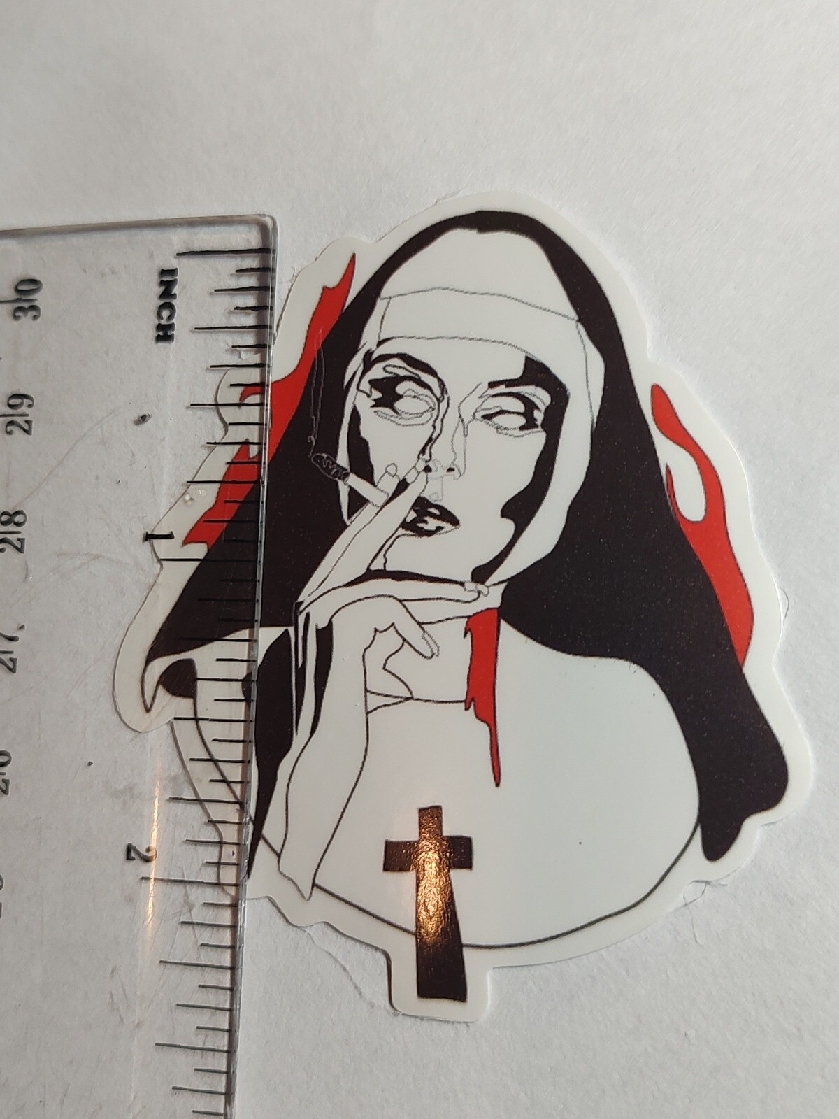 Guitar Laptop Skateboard Cannabi Pot Smoking Nun Weed  Decal Sticker