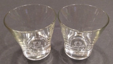 Set of 2 Vintage CROWN ROYAL Whiskey Low Ball Embossed Raised Logo On Base