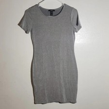 Forever 21 Vertical Striped Casual Short Sleeve Mini Bodycon Dress sz M GUC