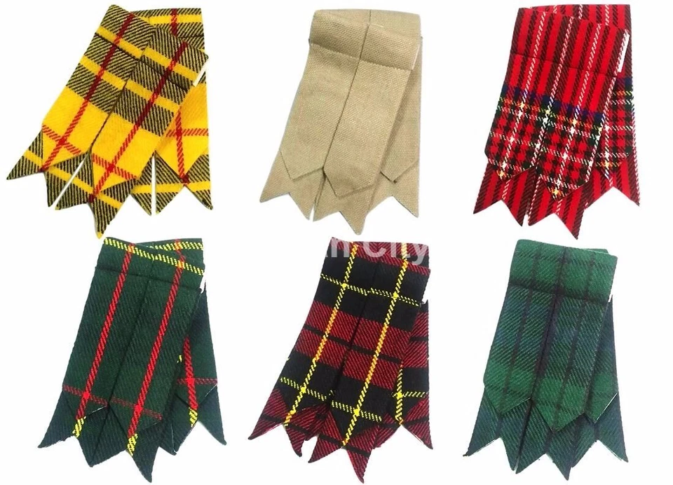 Scottish Kilt Sock Flashes various Tartans/Highland Kilt Hose Flashes pointed