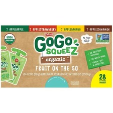 GoGo SqueeZ Organic Applesauce Variety Pack 3.2 oz, 28 Ct Gluten Nut Dairy Free