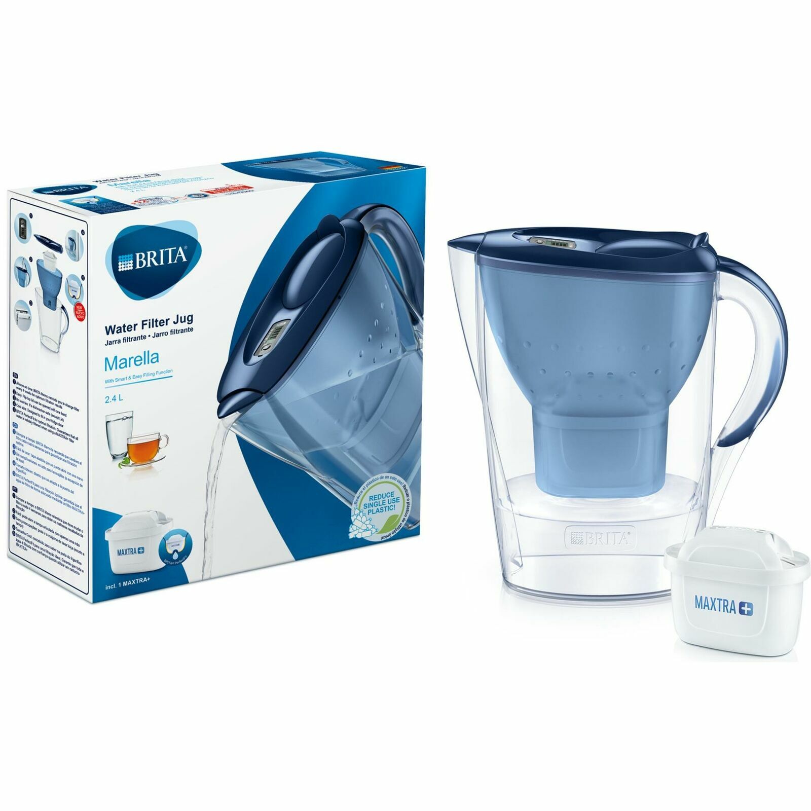 BRITA Marella Cool MAXTRA+ Plus 2.4L Water Filter Fridge Jug + 1