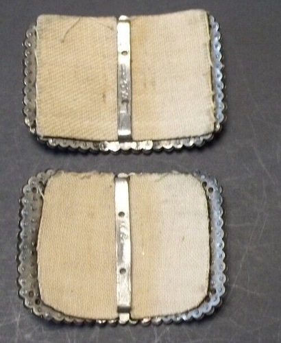 Vintage M. G. France Faceted Cut Metal Shoe Clips Antique Silver Tone Buckles - Picture 4 of 16