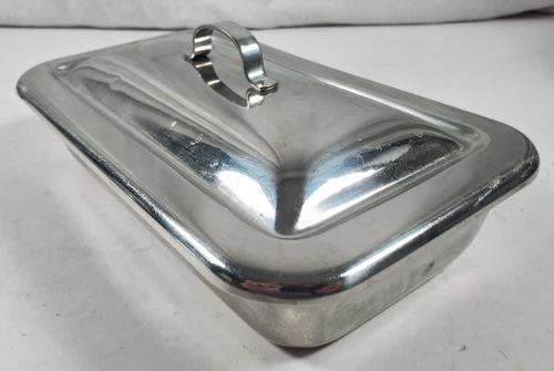 Vintage Vollrath Stainless Steel Ware Medical Tool Tray with Lid 9”x5”x2”
