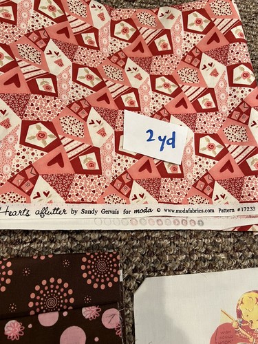 LOT of Valentine Quilt fabrics  7.5 Yards   Cotton   MODA + - Picture 6 of 10