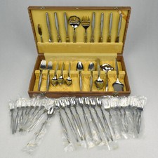 Vintage Eldan Peeress 72-Piece Stainless Flatware Set Japan PLUS Storage Box