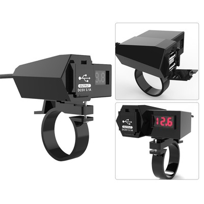  High Grade Waterproof Motorcycle Dual Usb Charger with Digital Display for