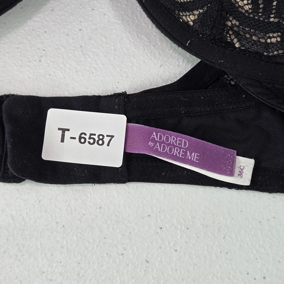 Sutiã Adore masculino feminino 36C renda preta com aro Josie acolchoado alças ajustáveis - Imagem 2 de 4