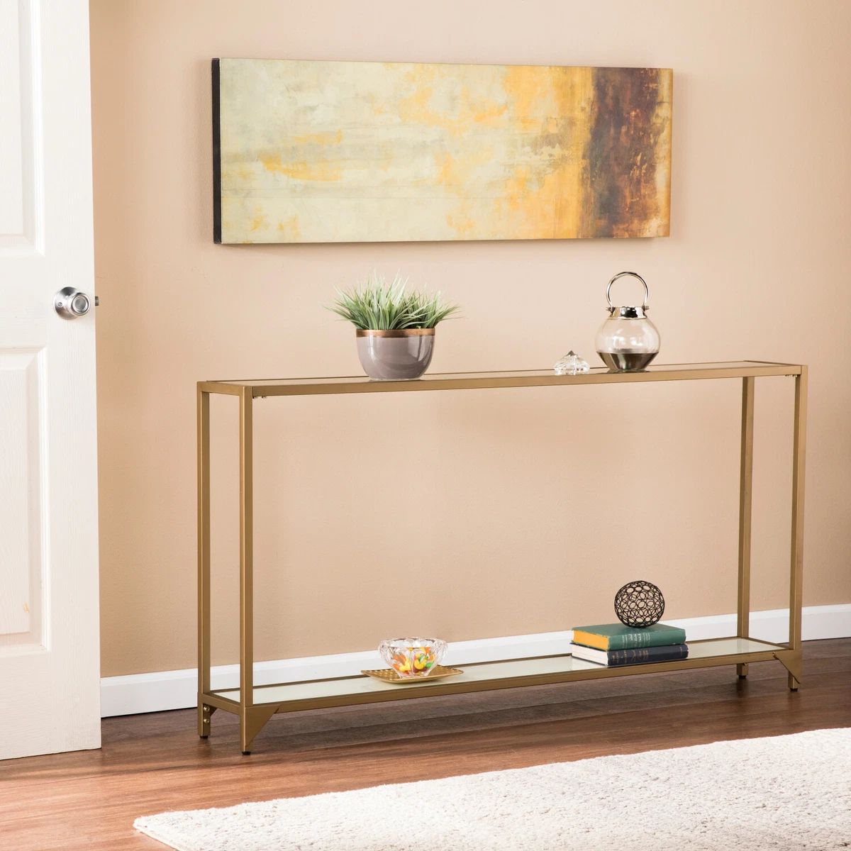 Thin gold console table deals