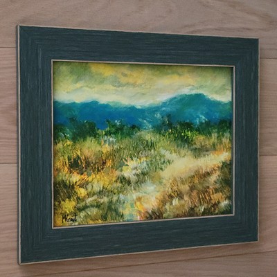 Original Blue Ridge Mountains Landscape Cloudy Sunset Painting Framed Signed Art