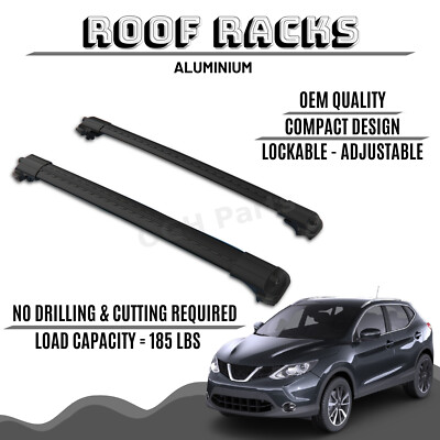 LOCKABLE ALUMINIUM ROOF RACK BAR CROSS BARS RACK FOR NISSAN QASHQAI 2017-2019