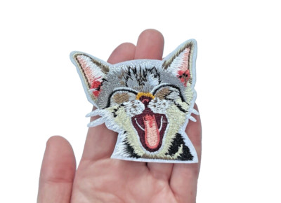 Katze Taschenaufnäher bestickt Bügelbild Haustier Abzeichen Kätzchen Applikation für Kleidung