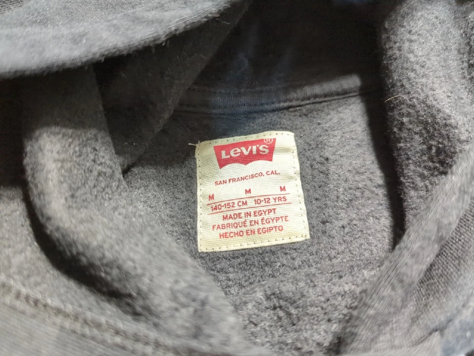 Levis Girls Crop Hoodie Sweatshirt Medium 10-12 Years Black Chenille Logo Patch - Image 4 of 4