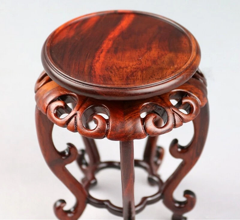 Soporte de exhibición de pecera tallada en palo de rosa tetera bonsái florero base estante Foto 2 de 3