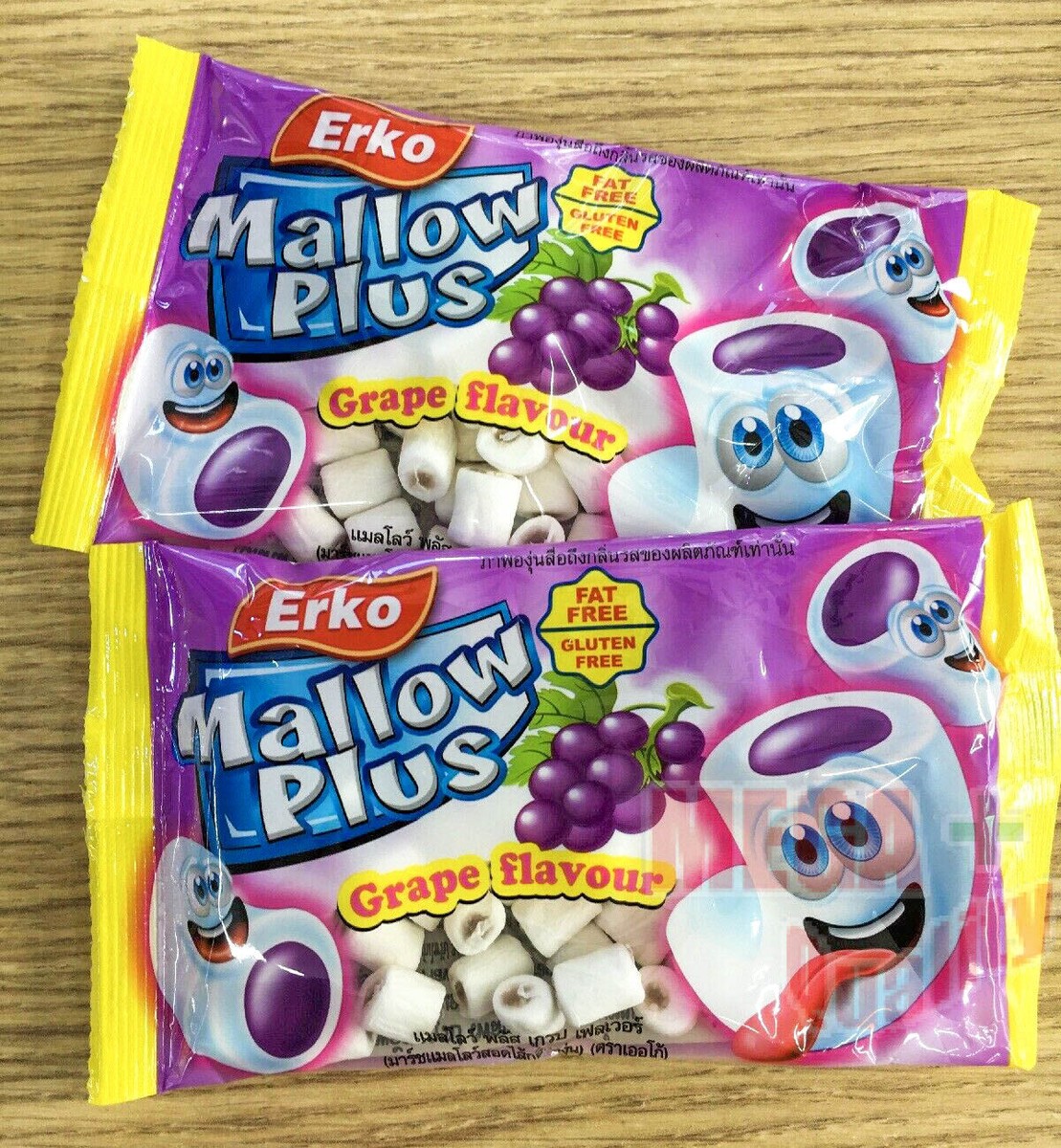 2 X Mallow Plus Grape Flavour Marshmallow Fat Free Gluten Free 16
