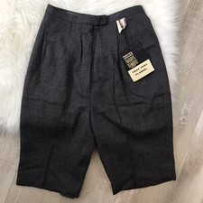 VINTAGE 60's Gray Pleated High Waisted Bermuda Mom Short Retro Mod XS