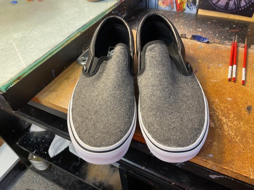 Vans Classic Slip On Wool Leather Black Size US 10 Men New Rare VN000CT5CJK - Picture 5 of 6