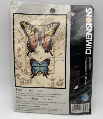 Dimensions Butterfly Duo Counted Cross Stitch Kit Craft Sew Summer 2007 5'' x 7''