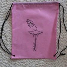Ballet Cinch Sack Bag * Pink w/Ballerina Outline * 14.5" x 17" * NEW