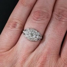 2.Ct Round Cut White Moissanite Art Deco Engagement Ring 14K White Gold Size 5.5