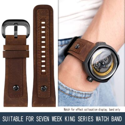 28mm Cow Leather Watchband For Seven Friday Q2/03/M2/M021 T2 Riveted Belt Strap