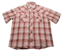 VTG Rustler Pearl Snap Western Shirt Men Large Short-Sleeve Plaid Shimmer Rodeo