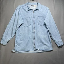 Gitano Women Medium Chambray Zip Up Collared Jacket Shirt Denim Y2K