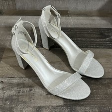 Women Chunky Block Heel Sandals Ankle Strap Open Toe Rhinestone Party Shoes 10