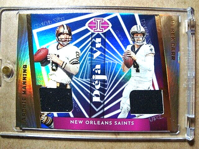 2023 Archie Manning Derek Carr Illusions Gold Deja Vu Dual Jersey/Patch 🔥🏈🔥