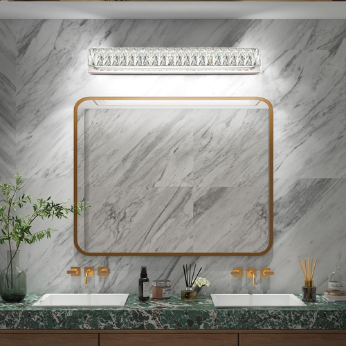 Modern Bathroom Light Fixtures over Mirror 30 Inch Crystal Chrome LED Vanity Lig - Picture 8 of 8