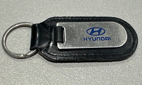 1 X GENUINE HYUNDAI MAIN DEALER CAR KEY FOB KEY RING METAL & LEATHER
