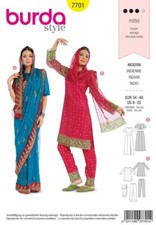 Burda 7701 Pattern Indian Sari Top Skirt Pants Shawl Misses' Size: 8-20 Uncut FF