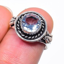 White Topaz Gemstone 925 Sterling Silver Jewelry All Size Ring For Gift