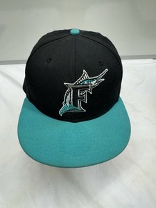 Lot De 2 Casquettes Snapback Vintage – Florida Marlins – Noir Et Vert – Années 90